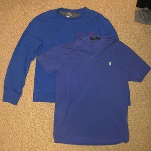 Men’s M Blue Polo Sweater and Short Sleeve Combo